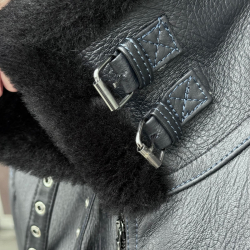 Jeffrey herre rulamsjakke - bomberjakke - Pilotjakke - Mørk blå - Freja skind