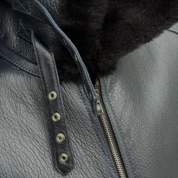 Jeffrey herre rulamsjakke - bomberjakke - Pilotjakke - Mørk blå - Freja skind