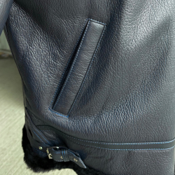 Jeffrey herre rulamsjakke - bomberjakke - Pilotjakke - Mørk blå - Freja skind