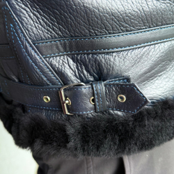 Jeffrey herre rulamsjakke - bomberjakke - Pilotjakke - Mørk blå - Freja skind