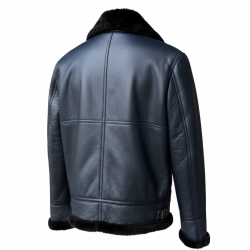 Jeffrey herre rulamsjakke - bomberjakke - Pilotjakke - Mørk blå - Freja skind