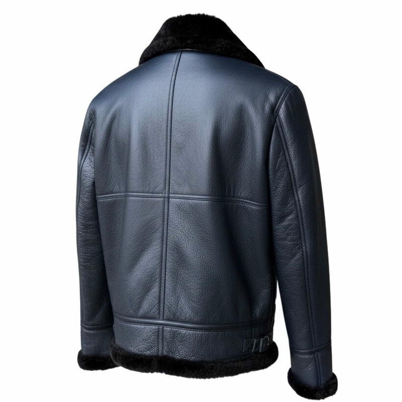 Jeffrey herre rulamsjakke - bomberjakke - Pilotjakke - Mørk blå - Freja skind