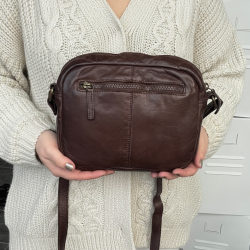 Eldora crossbody taske - Brun bøffel - Montana - Freja skind