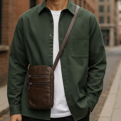 City skuldertaske - Perfekt str til mobil, pas mm - sort el.cognac skind - Freja skind