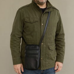 Sort city skuldertaske - Fin til mobil, pas mm - lammeskind - Freja skind