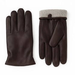 Brun johnson herre fingerhandske i blød skind - Levinsky