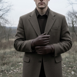 Brun johnson herre fingerhandske i blød skind - Levinsky