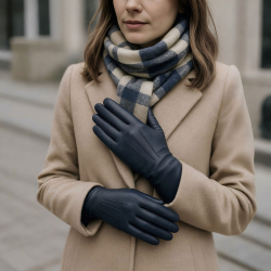 Lang dame skindhandske - Navy blå lammeskind - Natures collection - NCF3003