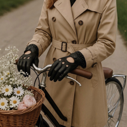 Sort dame skindhandske - Mejse fra Levinsky - Blød skind og varmt foer