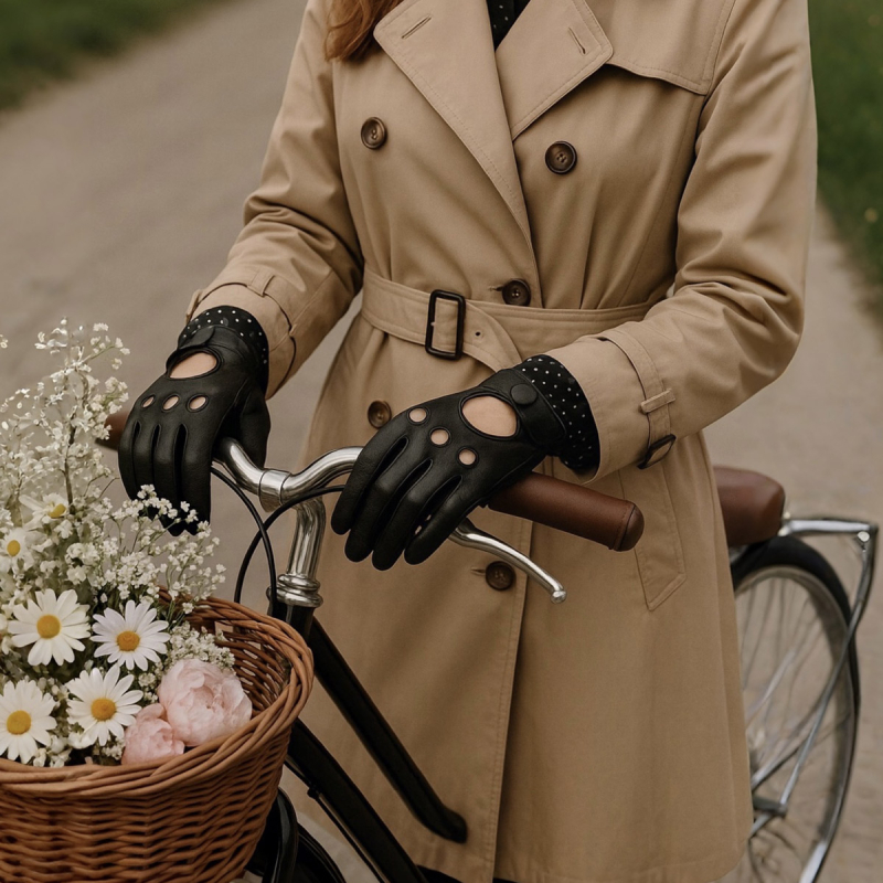 Sort dame skindhandske - Mejse fra Levinsky - Blød skind og varmt foer Sort dame skindhandske - Mejse fra Levinsky - Blød skind og varmt foer