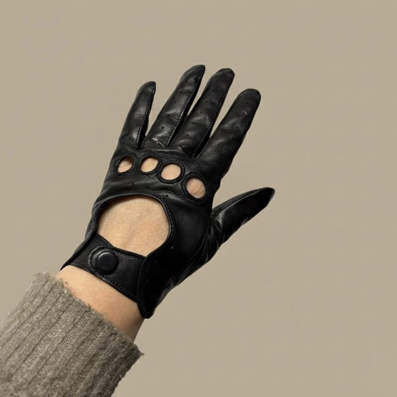 Sort dame skindhandske - Mejse fra Levinsky - Blød skind og varmt foer Sort dame skindhandske - Mejse fra Levinsky - Blød skind og varmt foer