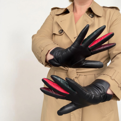 Fiona skindhandske med farvede fingre - Freja skind