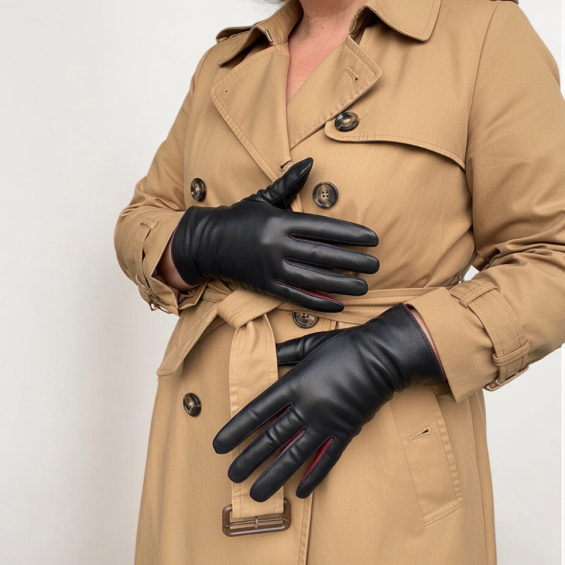 Fiona skindhandske med farvede fingre - Freja skind