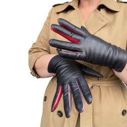 Fiona skindhandske med farvede fingre - Freja skind