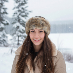 Pels pandebånd i strikket kanin - Brunmix 30617