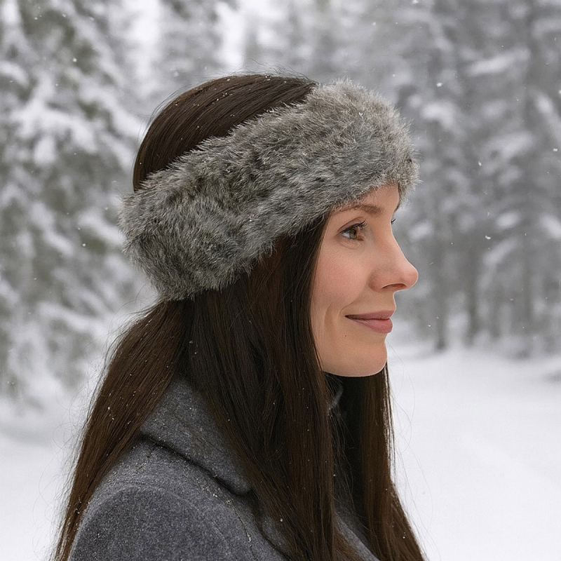 Pandebånd kaninpels - Gråmix 30617 - Freja skind