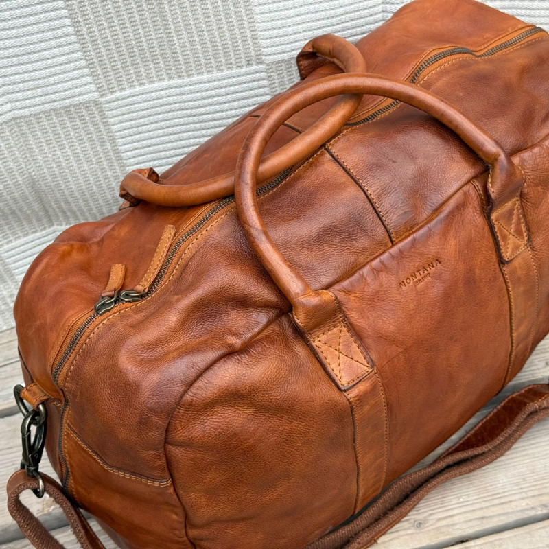 Ashwood weekendväska i cognac buffelskinn - Montana