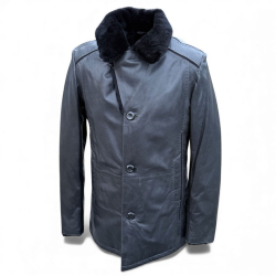 Calgary herre rulamsjakke - Varm vinterjakke i grå rulam - Freja skind