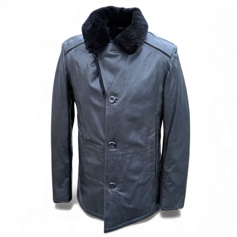 Calgary herre rulamsjakke - Varm vinterjakke i grå rulam - Freja skind