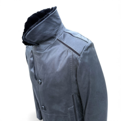 Calgary herre rulamsjakke - Varm vinterjakke i grå rulam - Freja skind