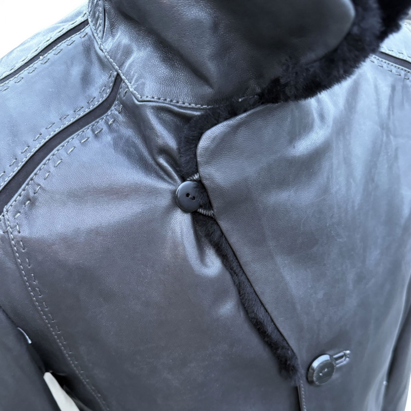 Calgary herre rulamsjakke - Varm vinterjakke i grå rulam - Freja skind