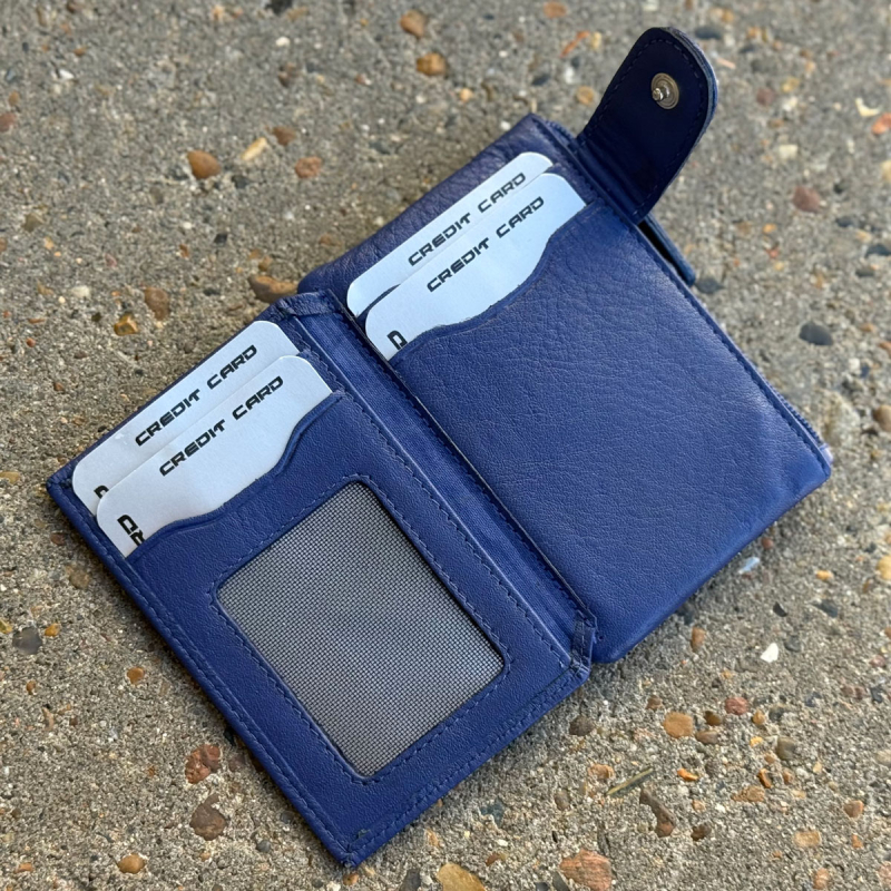 Austin kortholder og pung med nøglering - blå skind - Freja skind