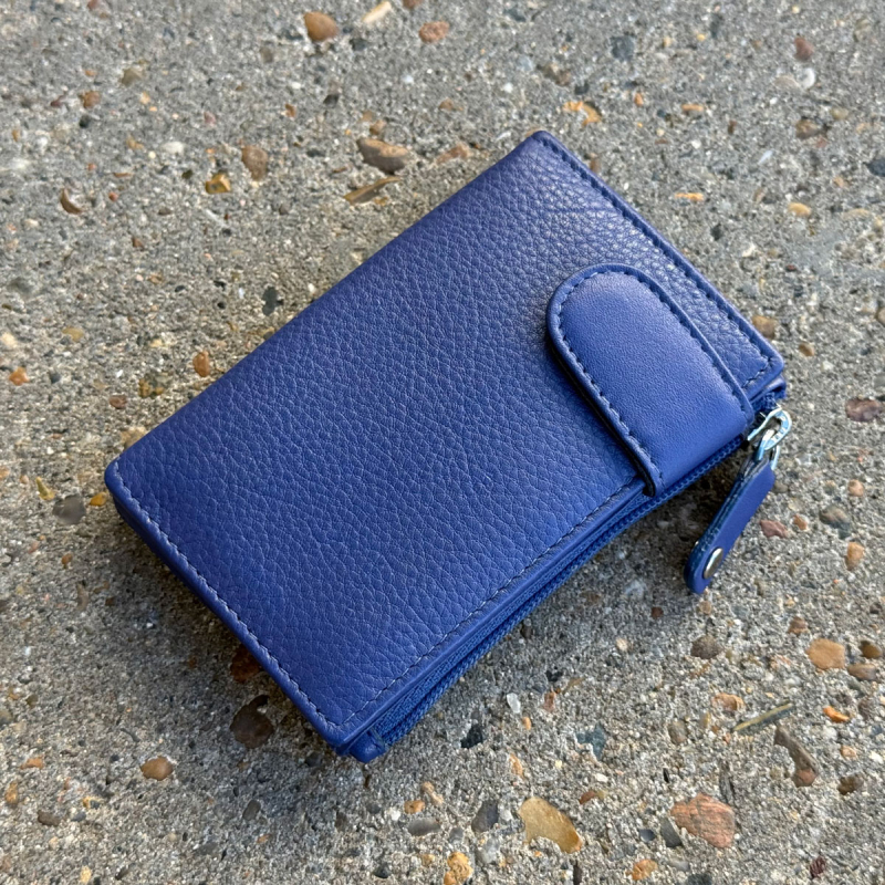 Austin kortholder og pung med nøglering - blå skind - Freja skind