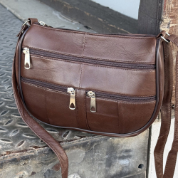 Mille skuldertaske - Mørk cognac lammeskind - Freja skind