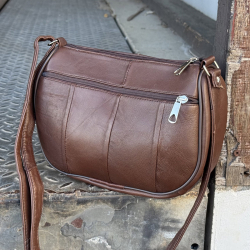 Mille skuldertaske - Mørk cognac lammeskind - Freja skind