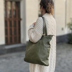 Lilly flora shopper i blød grøn kalveskind - Treats