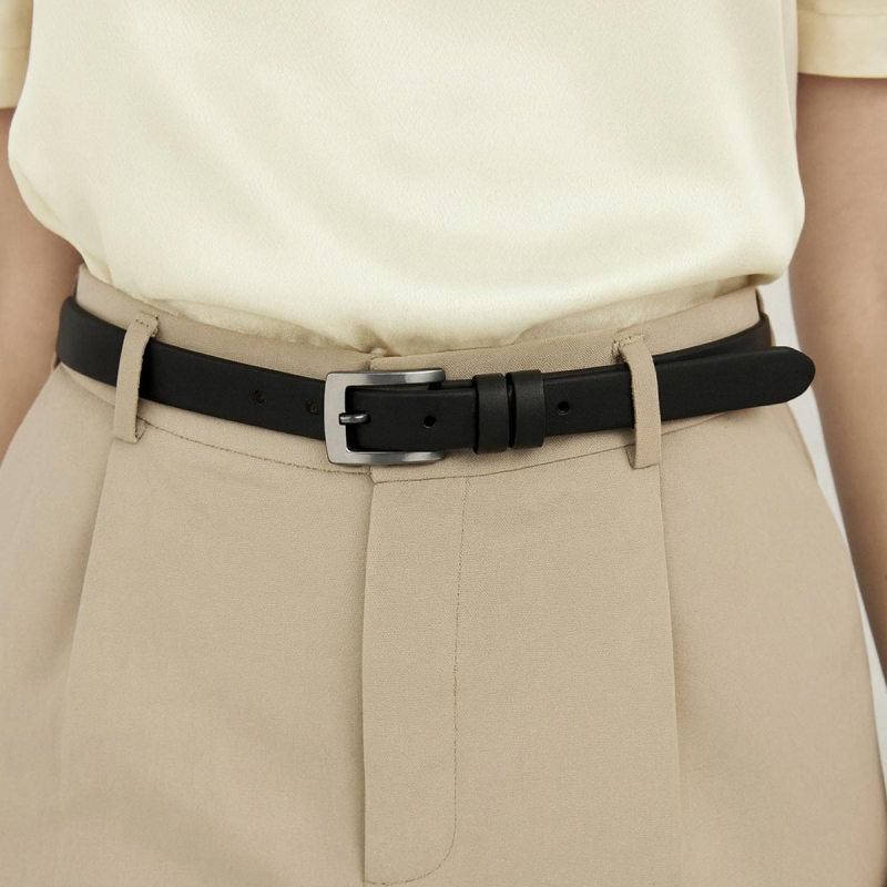 Victoria damebælte i sort kernelæder - Freja skind