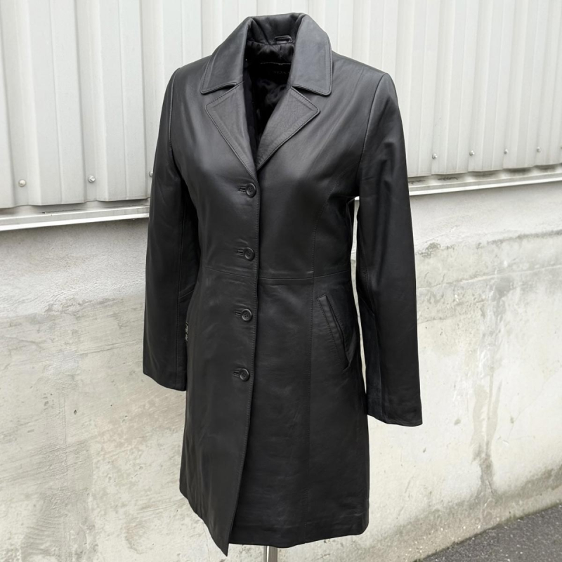 Sandra dame skindjakke i sort lammeskind - mellemforet - Freja skind