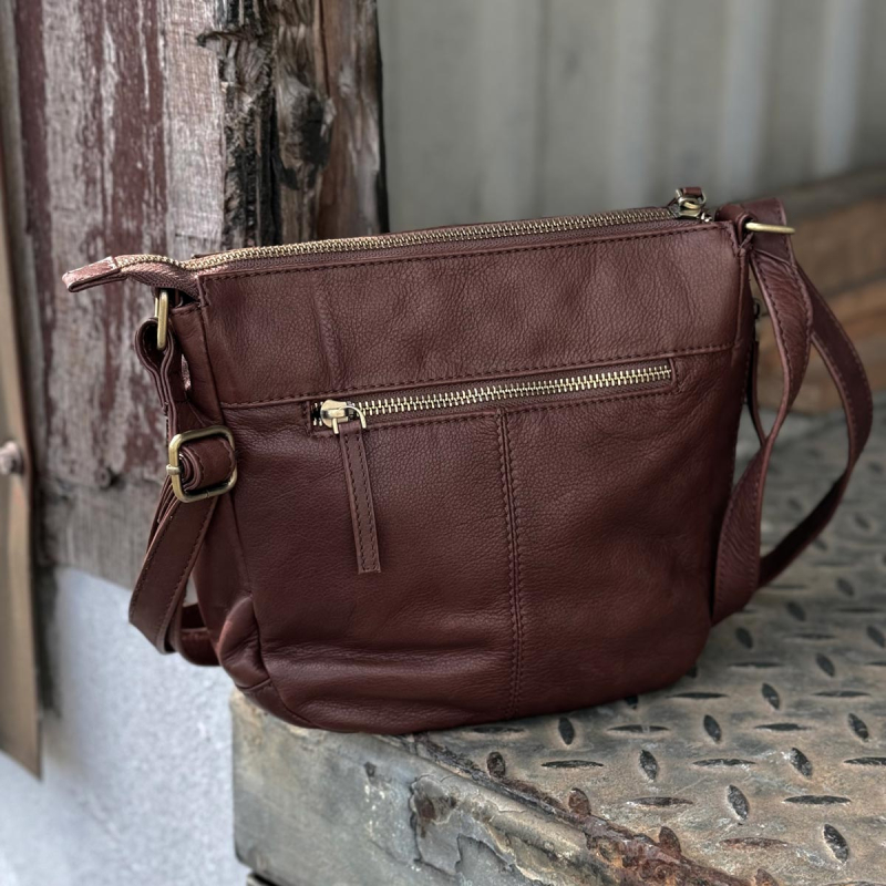 Brun Agusa crossbody taske i blød kalveskind - Montana - Freja skind