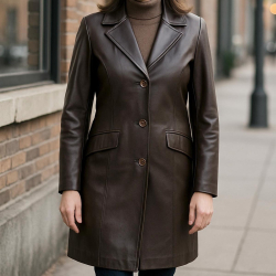 Brun Christa dame skindjakke - Freja skind