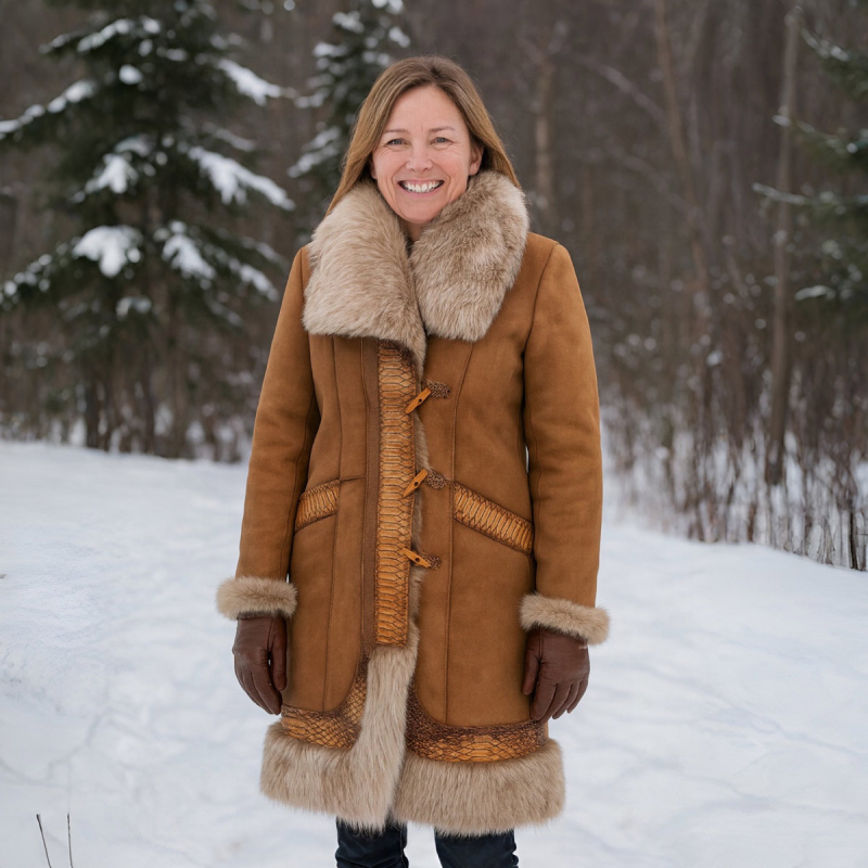 Tallulah dame rulamsjakke i cognac rulam - Eksklusivt hos Freja skind
