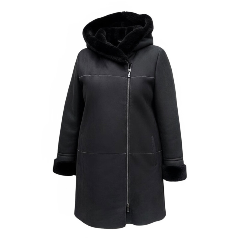 Sort Clara dame rulamsjakke  - Freja skind