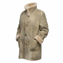 rustik dame rulamsjakke i beige Toscana rulam - Freja skind