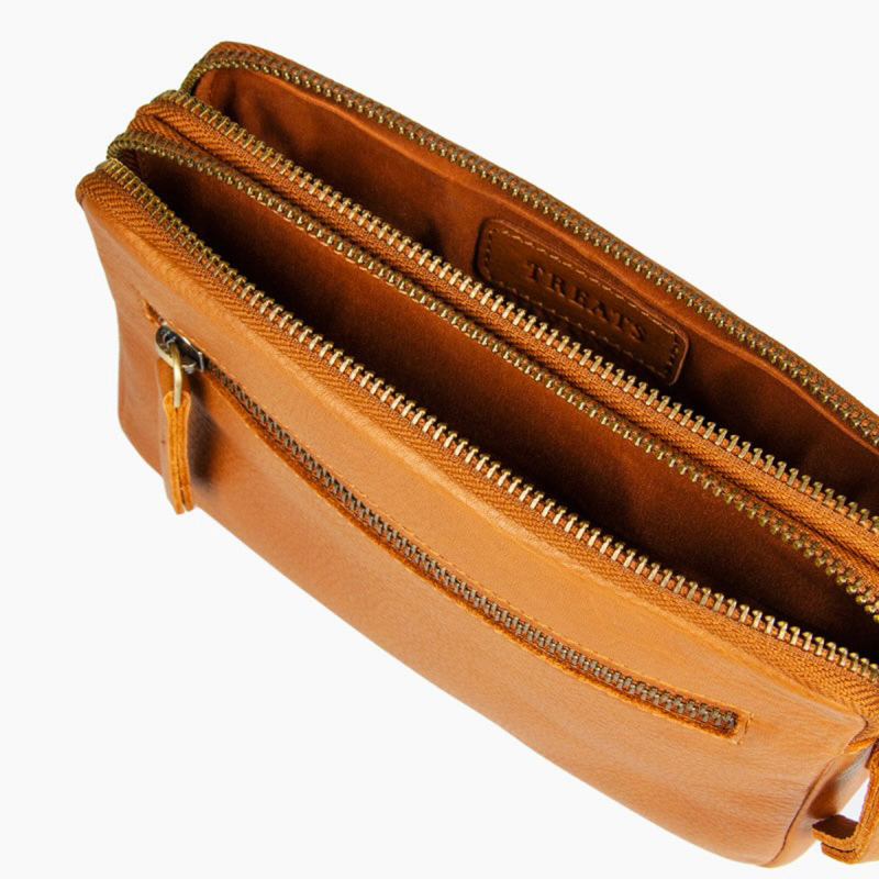 Bea crossbody taske i blød cognac skind - Treats