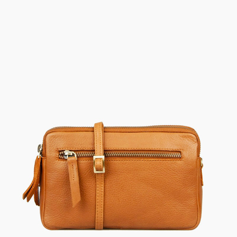 Bea crossbody taske i blød cognac skind - Treats