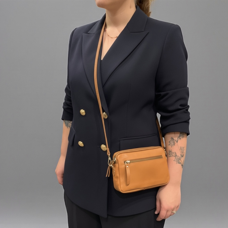 Bea crossbody taske i blød cognac skind - Treats