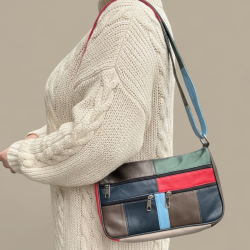 Multicolor Katrine skuldertaske - lammeskind - Freja skind