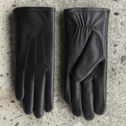 Mia dame skindhandske med kaninpels foer - Blød sort lammeskind udv. - Levinsky