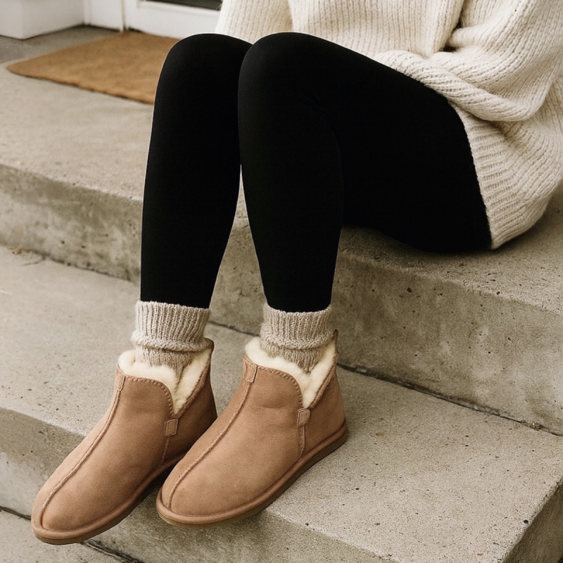 Hjemmesko i cognac rulam - blød og varm - gummisål - Premium kvalitet - Natures collection