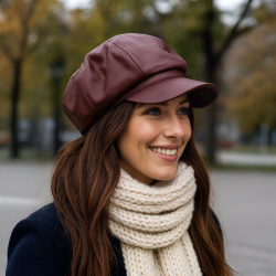 Freja dame skindhat  - Blød bordeaux lammeskind - Freja skind