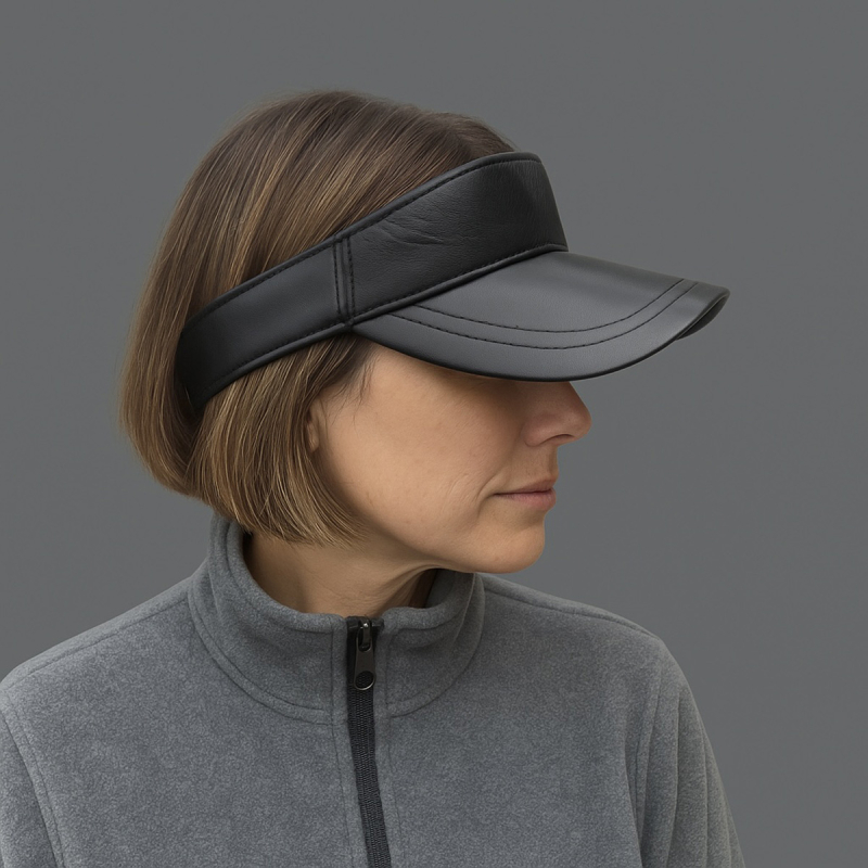 Miami solskærm  - Visir - shade - i sort lammeskind - Freja skind