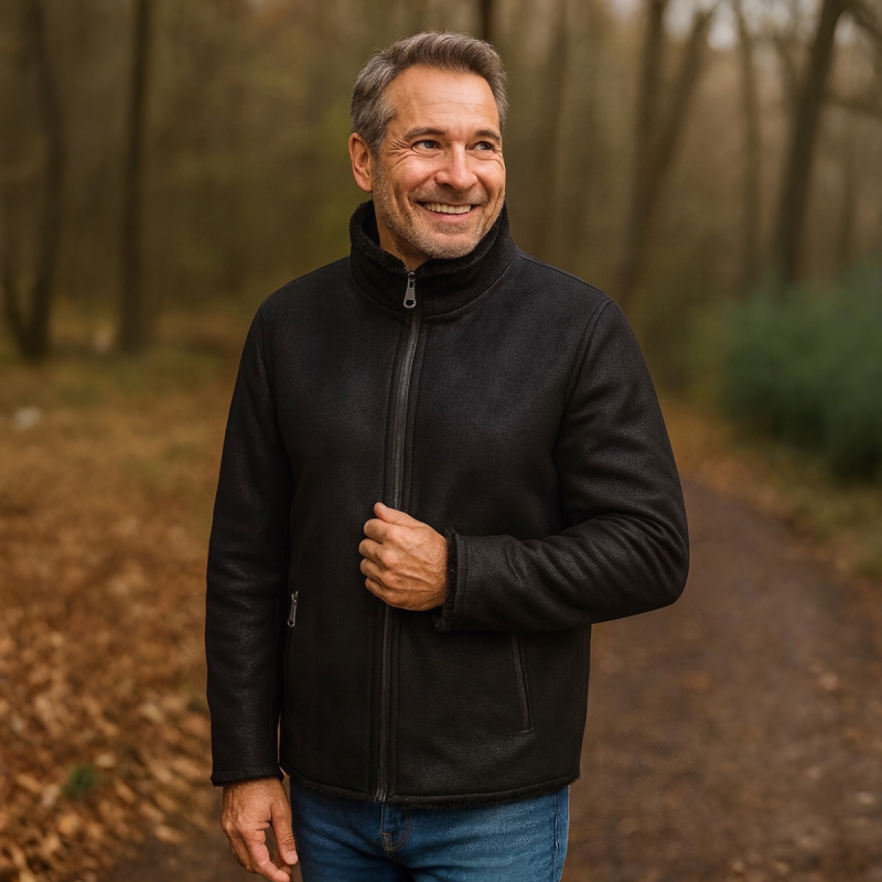 Minnesota herre rulamsjakke i sort rulam - Vinterjakke - Freja skind