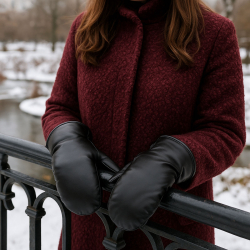 Sort dame rulamsluffe - Glat lammeskind udvendig og rulamsfoer indv. Eksklusivt hos Freja skind