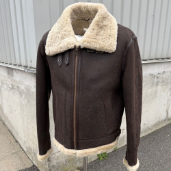 Herre rulams jakke - Pilot design - Brun med beige uld