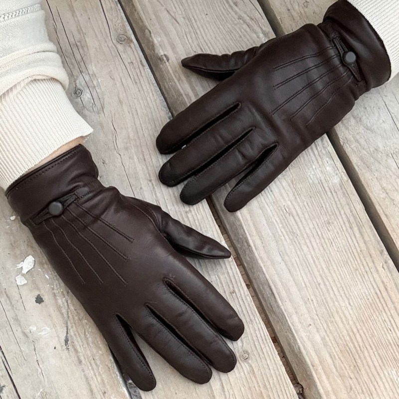 Brun dame skindhandske - Linda fra Levinsky