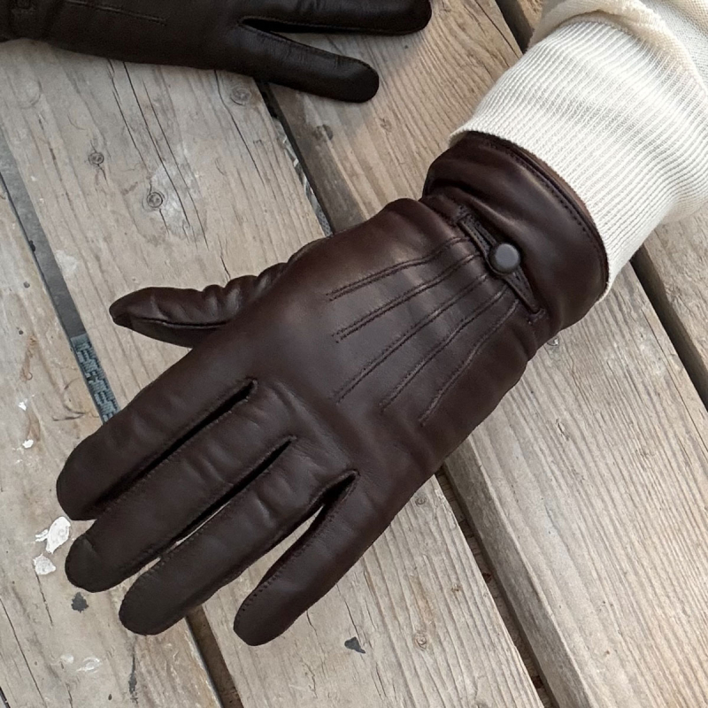 Brun dame skindhandske - Linda fra Levinsky